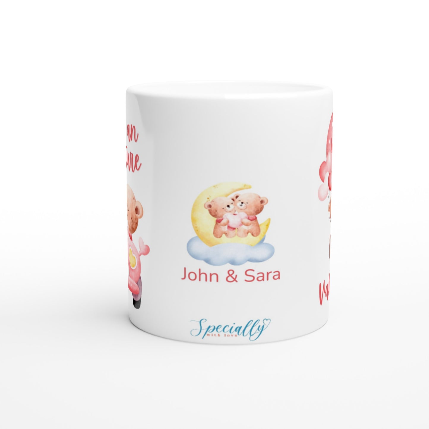 "Life is an Adventure with You Valentine" Customizable Name Mug